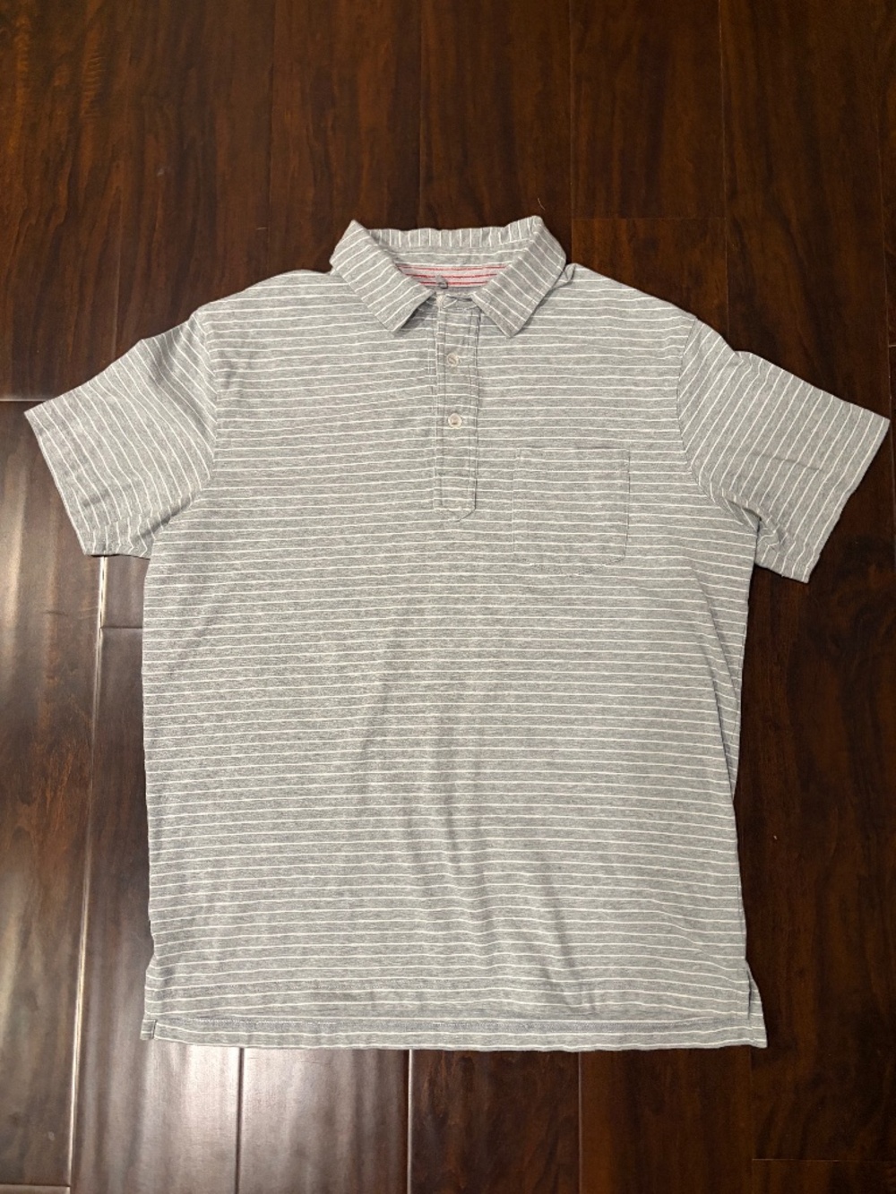 Relwen Jersey Stripe Polo - Heather Gray / White - Size Medium